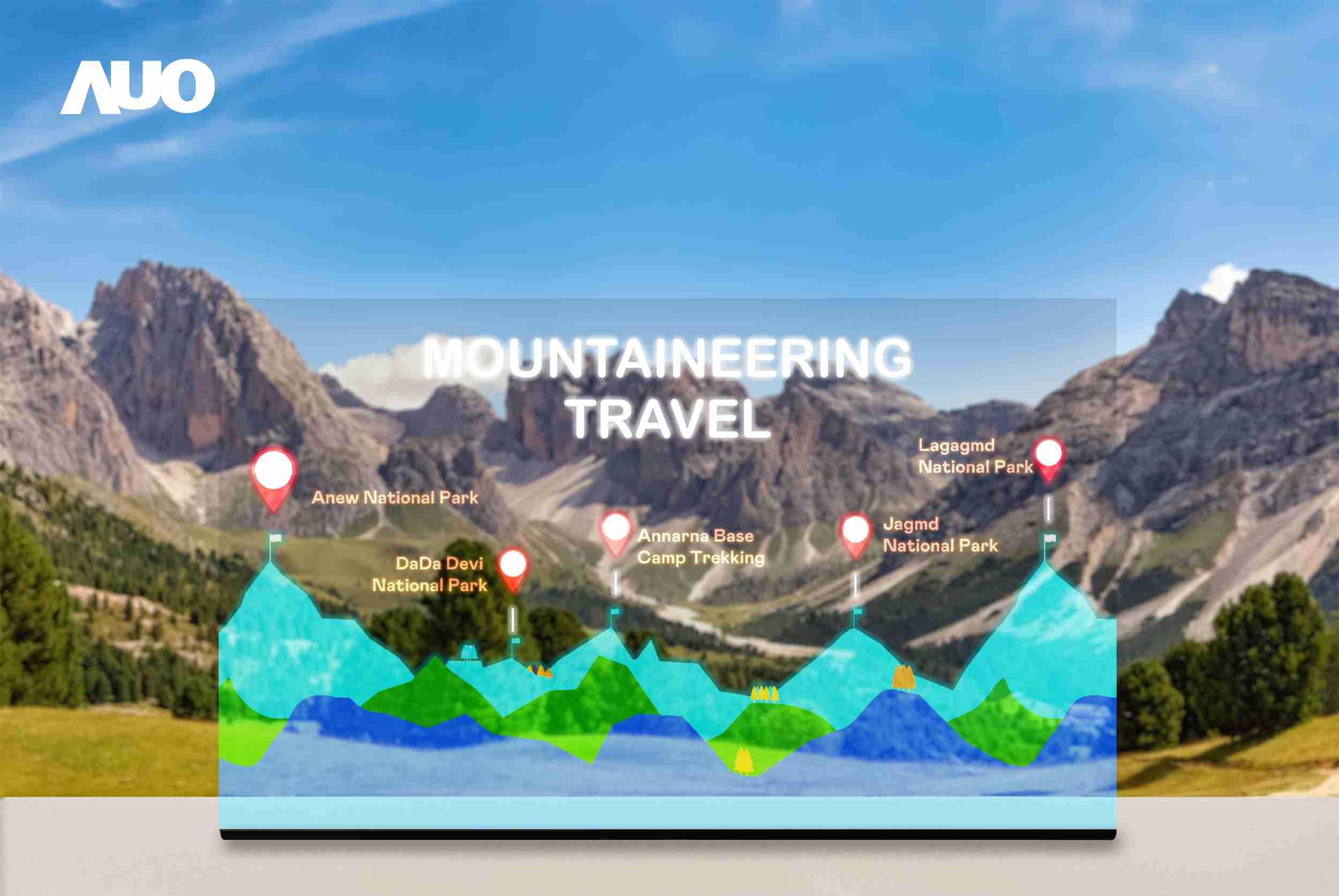 NG大舞台展示全球单片尺寸最大(*)42吋透明Micro LED显示器拼接而成的〝64吋透明Micro LED显示器〞，，，具备高透明度、、1,000 nits高亮度、、广色域、、、、采用三边无边框的无缝拼接等多重特色，，呈现超高清、、细腻画质而不遮挡后方视觉，，，，满足层峰需求，，可广泛运用于零售、、艺术展览或商业空间等场域